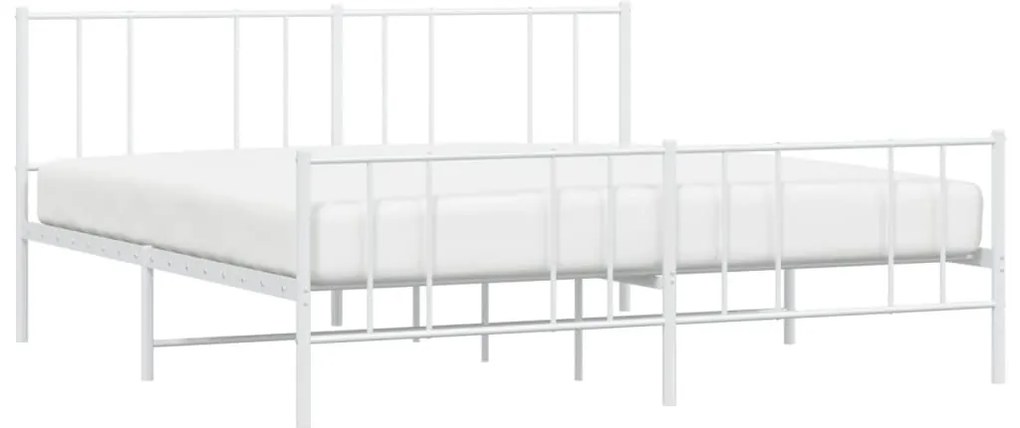 Estrutura de cama com cabeceira e pés 200x200 cm metal branco