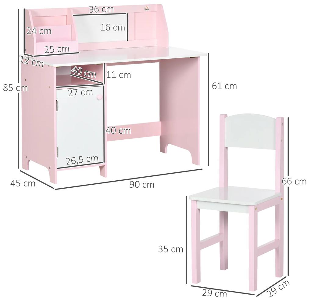 Conjunto de Mesa e Cadeira Infantil de Madeira com Quadro Branco Mesa de