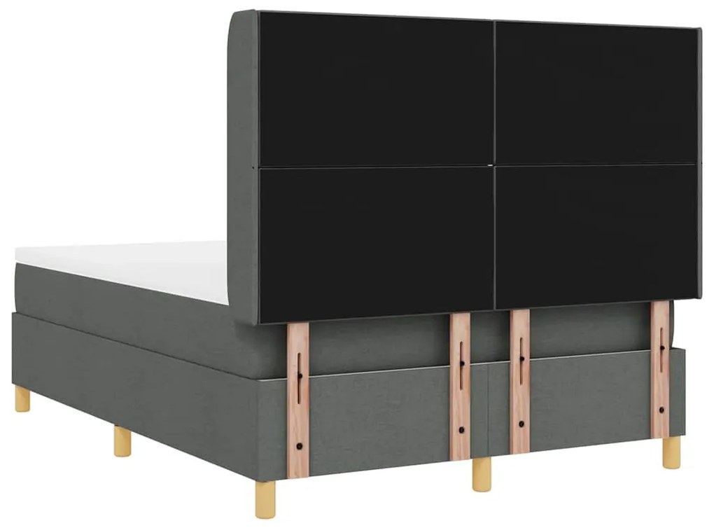 Cama Box com Colchão &amp; LED Cinza Escuro 140x200 cm Tecido