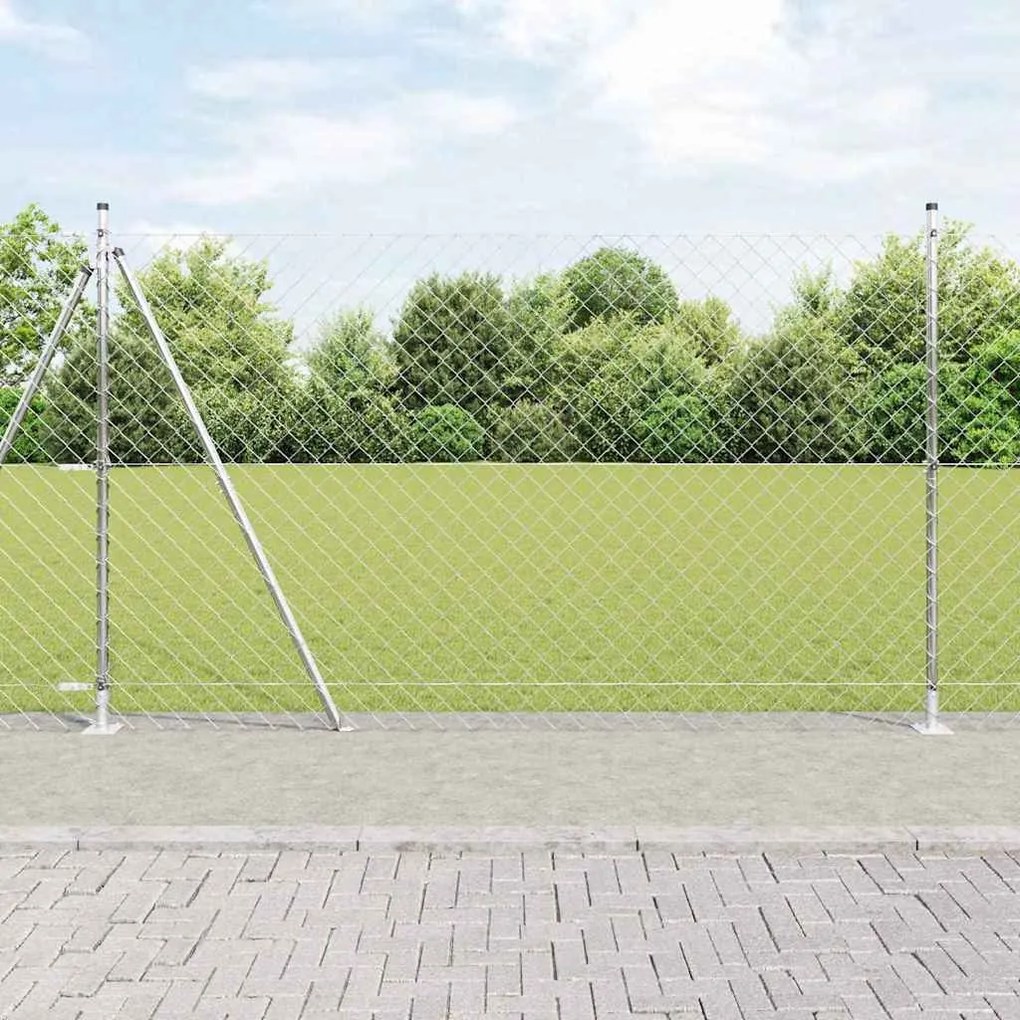 vidaXL Conjunto de Postes de Cerca Prateado 10 x 1.4 m