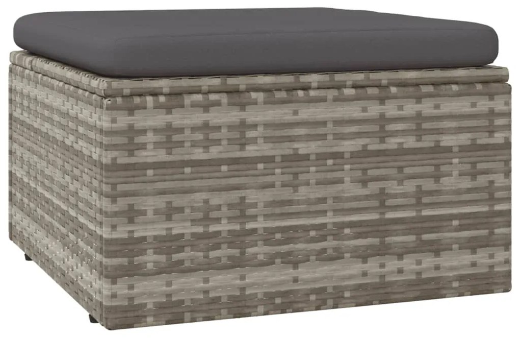 5 pcs conjunto lounge de jardim c/ almofadões vime PE cinzento