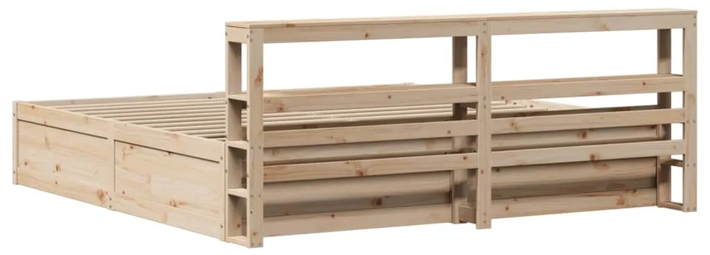 Estrutura de cama com cabeceira 200x200 cm pinho maciço