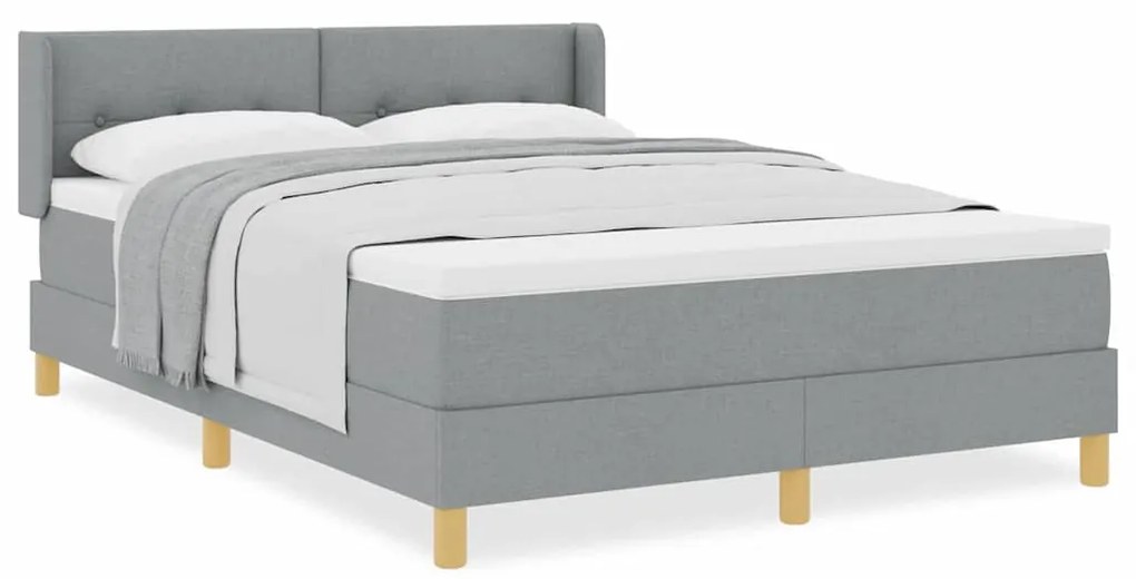 Cama Box com Colchão Cinza Claro, 140 x 200cm, Tecido