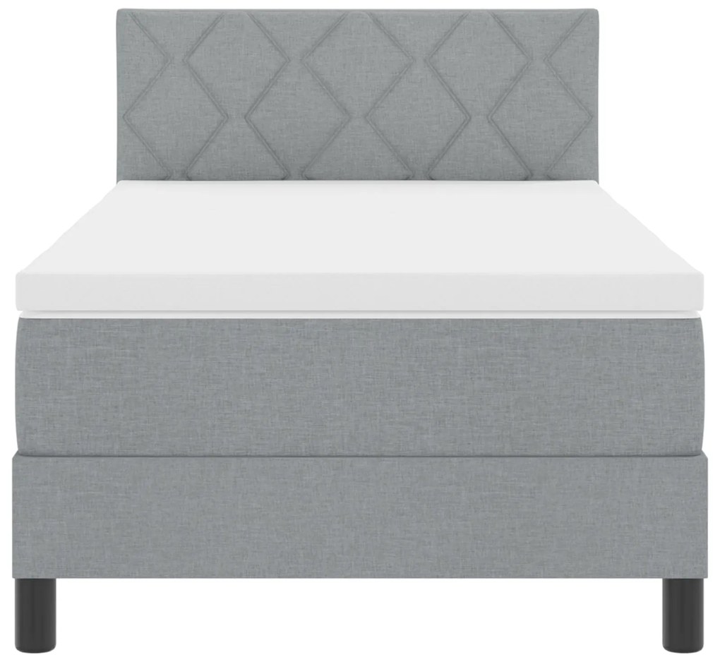 Cama Box Spring com Colchão Cinza Claro 100x200 cm Tecido