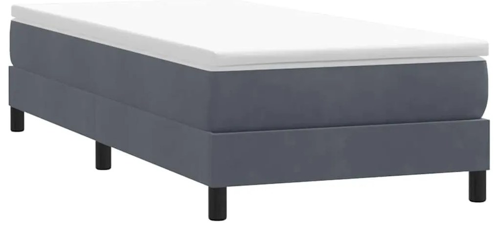 Cama com molas sem colchão 90x220 cm veludo cinzento-escuro
