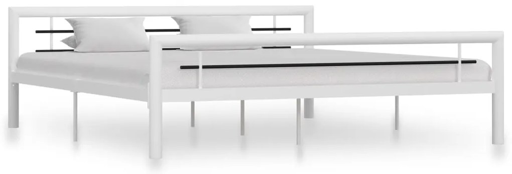 Estrutura de cama 180x200 cm metal branco e preto