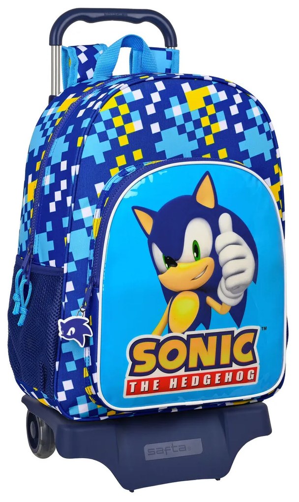 Mochila Escolar com Rodas Sonic Speed Azul 33 X 42 X 14 cm