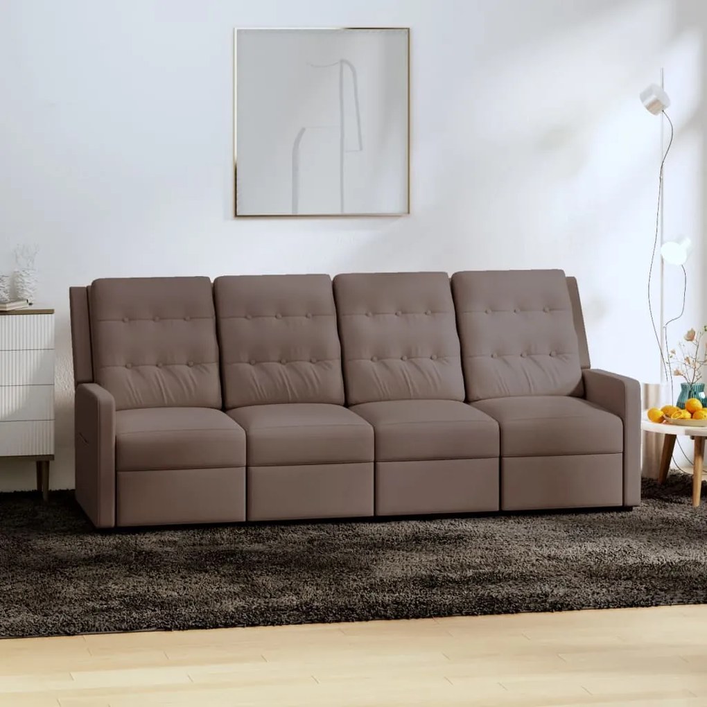 vidaXL Sofá reclinável de 4 lugares tecido cinzento-acastanhado