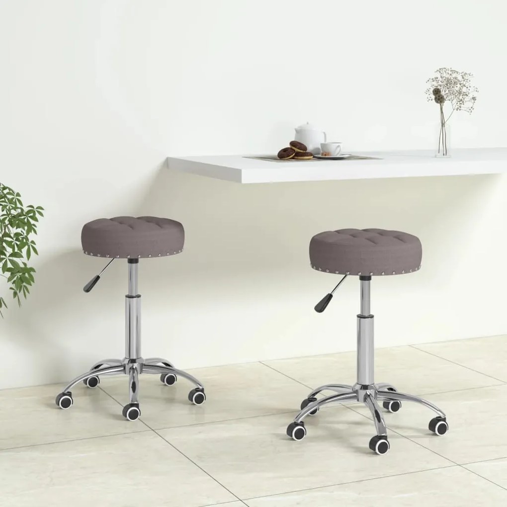 vidaXL Cadeiras de jantar giratórias 2 pcs tecido cinzento-acastanhado