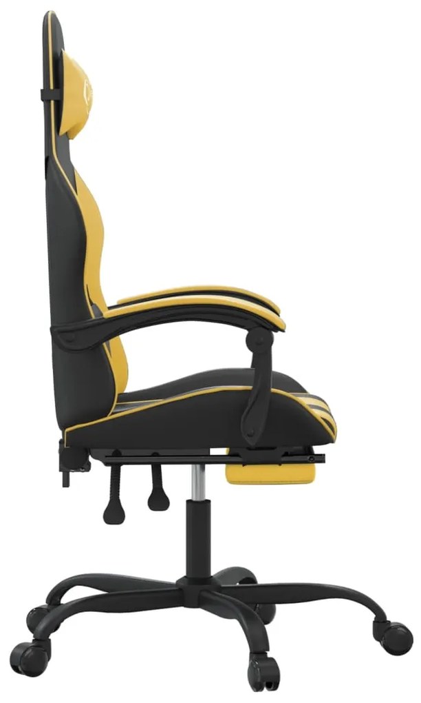 Cadeira gaming giratória + apoio couro artificial preto/dourado