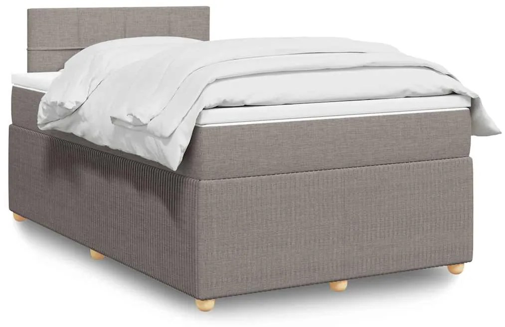 vidaXL Cama com molas/colchão 120x200 cm tecido castanho-acinzentado