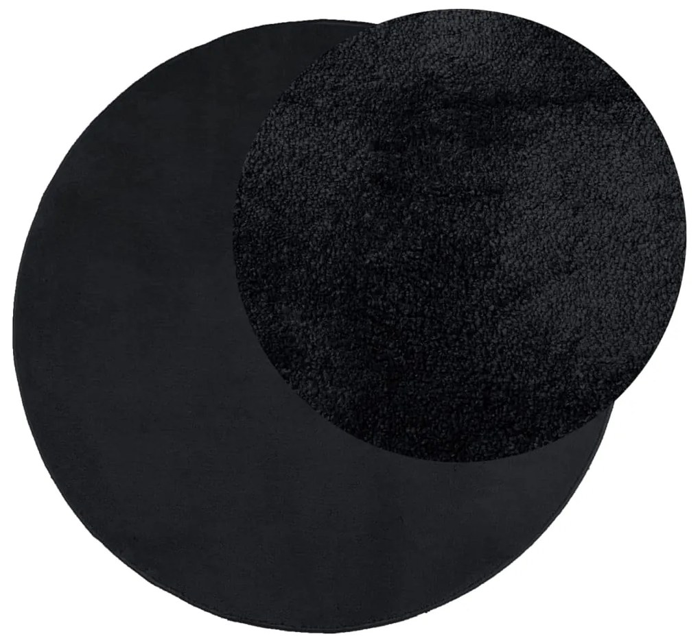 Tapete de pelo curto OVIEDO Ø 200 cm preto