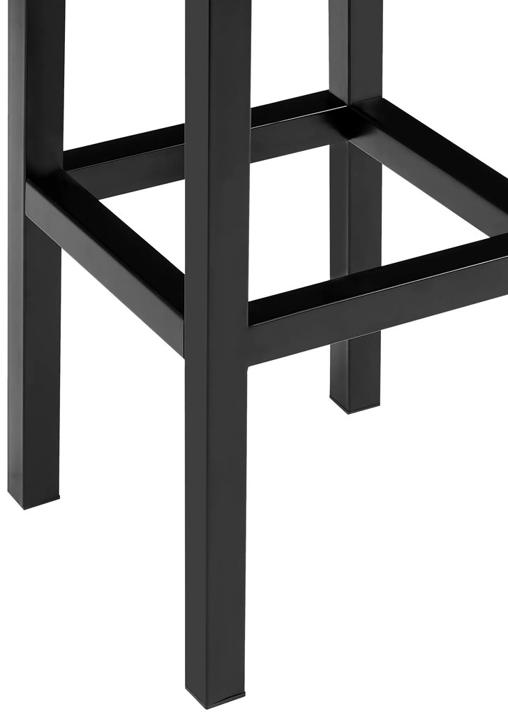 Banco de bar Taylor em couro sintético com estrutura preta 83 x 37 x 37 cm Cinzento