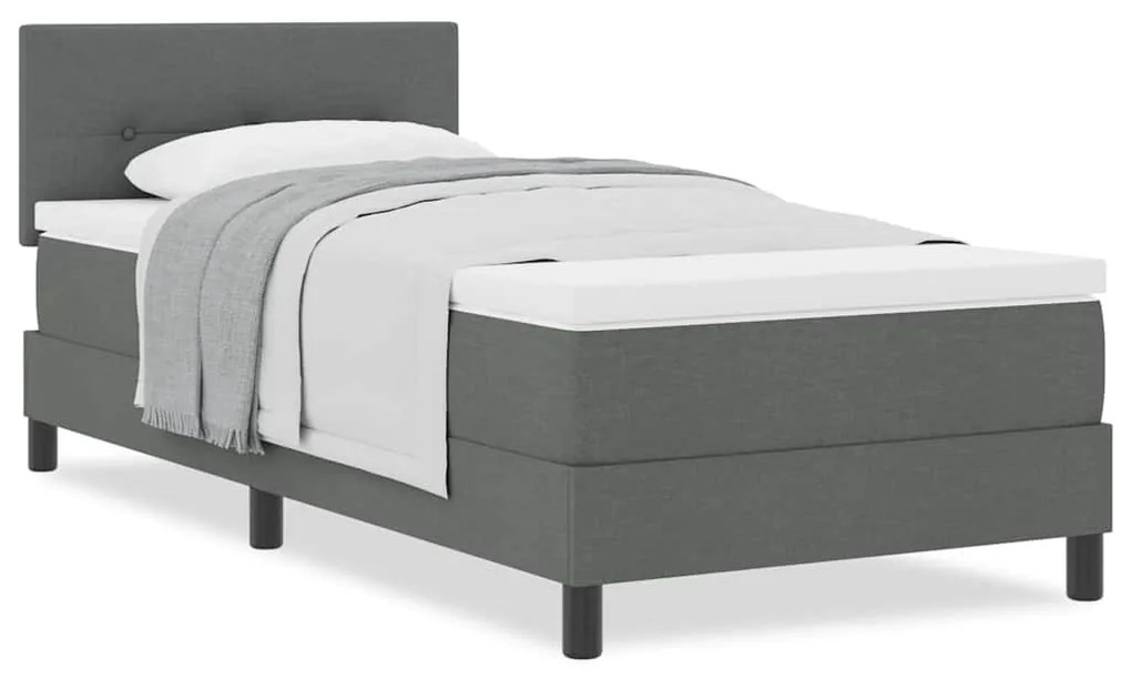 Cama Box Spring com Colchão Cinza Escuro 90x190 cm Tecido