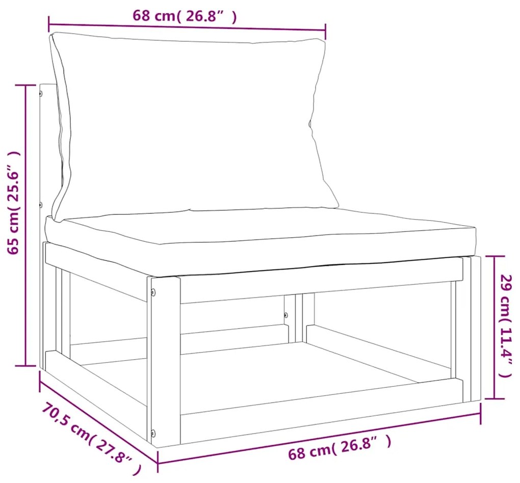 2 pcs conjunto de sofás de jardim c/ almofadões acácia maciça