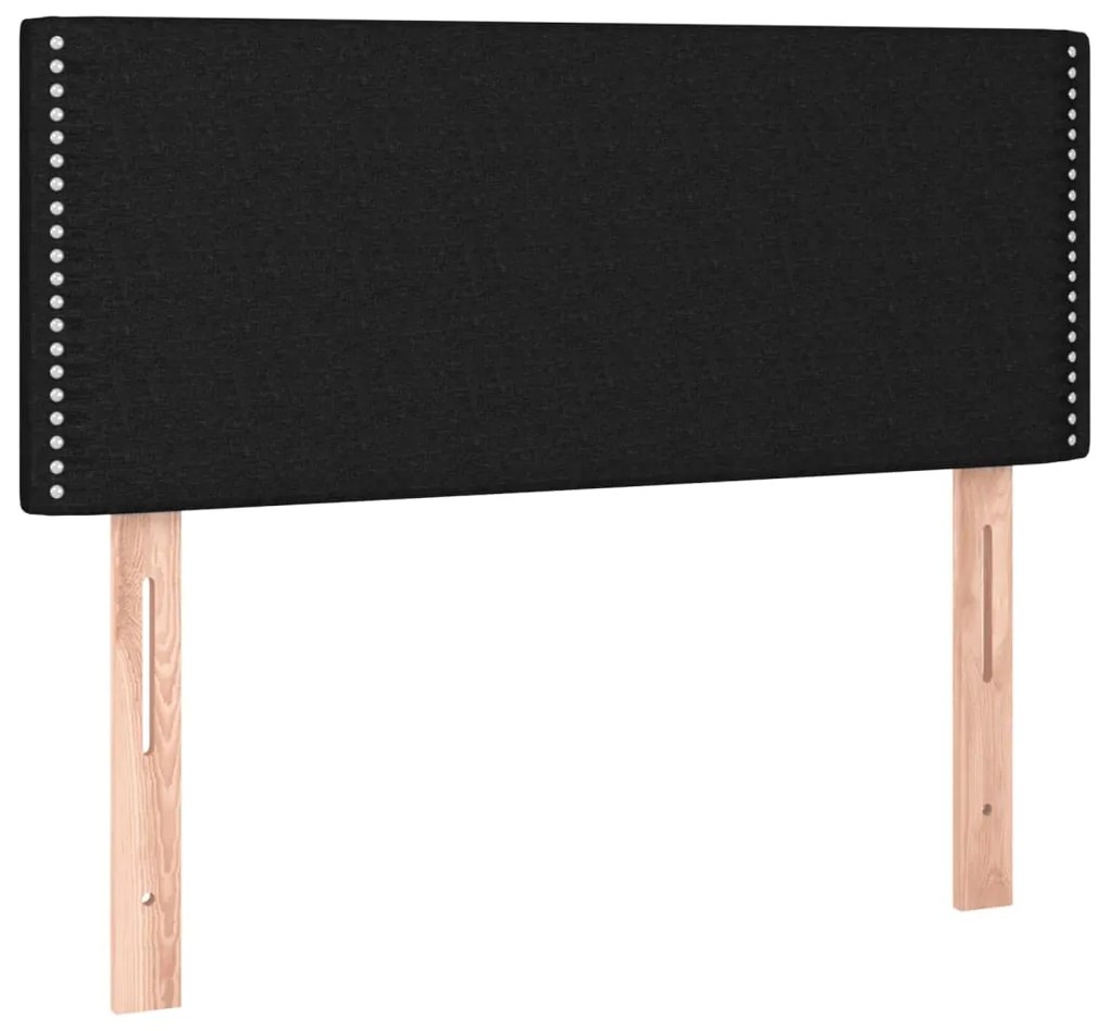 Cama box spring c/ colchão e LED 120x190 cm tecido preto