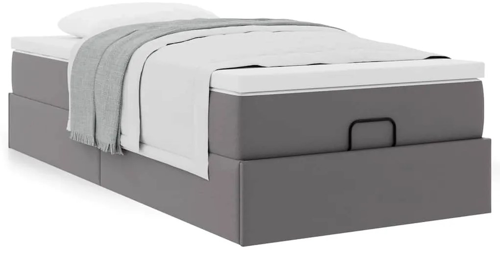 moldura de cama síriaXL otomana com colchão cinza 90x200cm couro falso