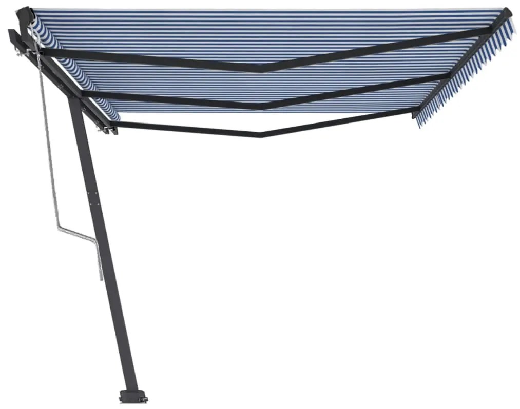 Toldo automático independente 600x300 cm azul e branco