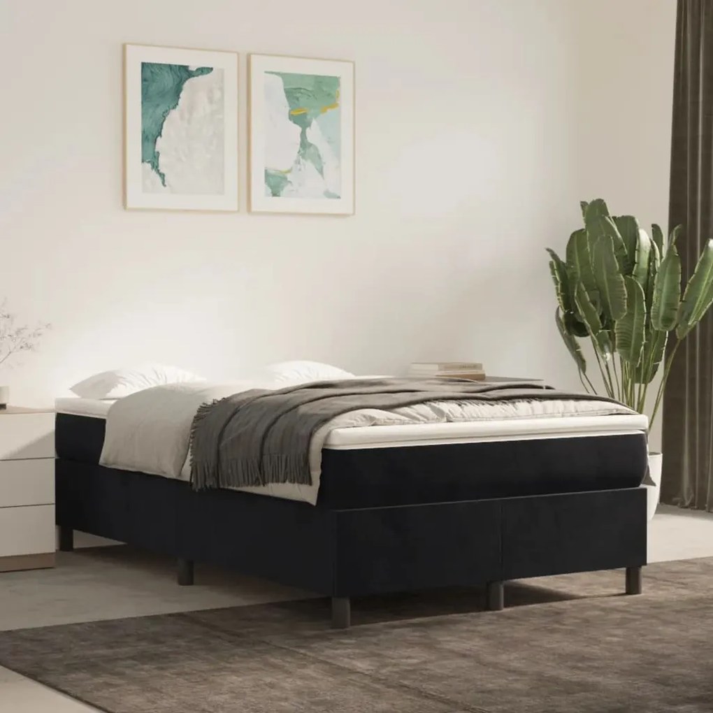 Estrutura de cama sem colchão 120x200 cm veludo preto