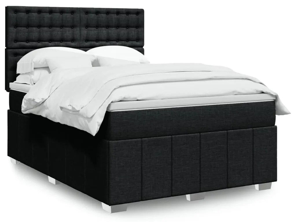 Cama com molas/colchão 140x200 cm tecido preto