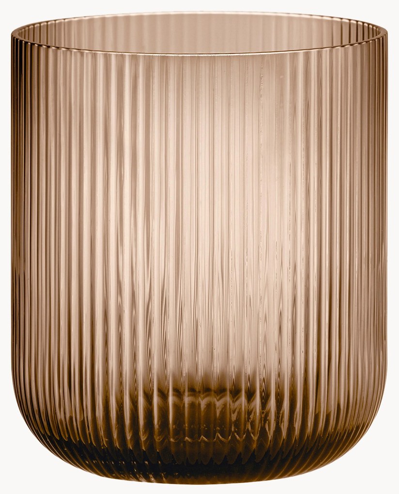 Suporte de vela em vidro com relevo canelado Ven, Alt 16 cm