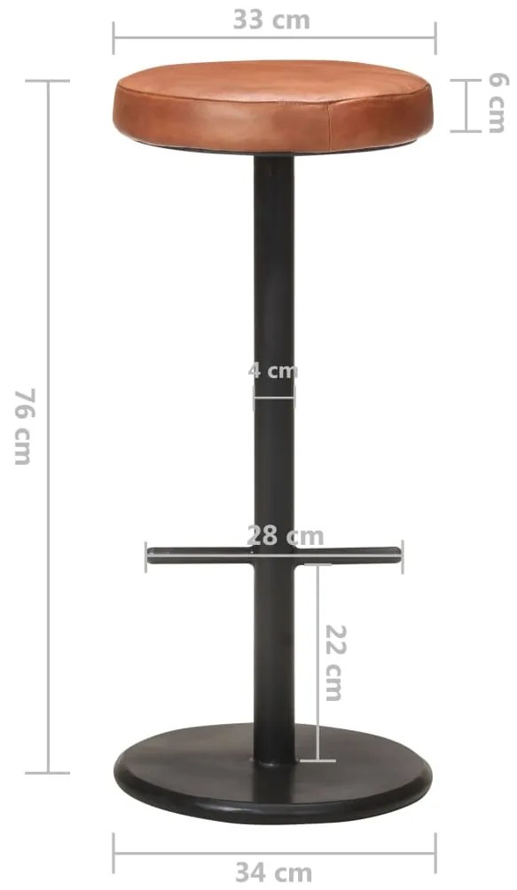 Bancos de bar 2 pcs couro genuíno castanho