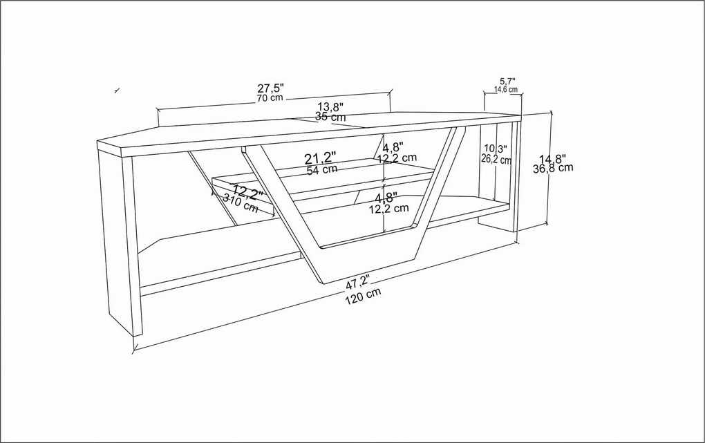 Móvel TV Sares – Branco Carvalho – 120x35x36,8 cm