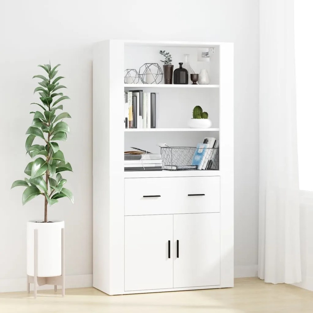 3185375 vidaXL Armário alto madeira processada branco