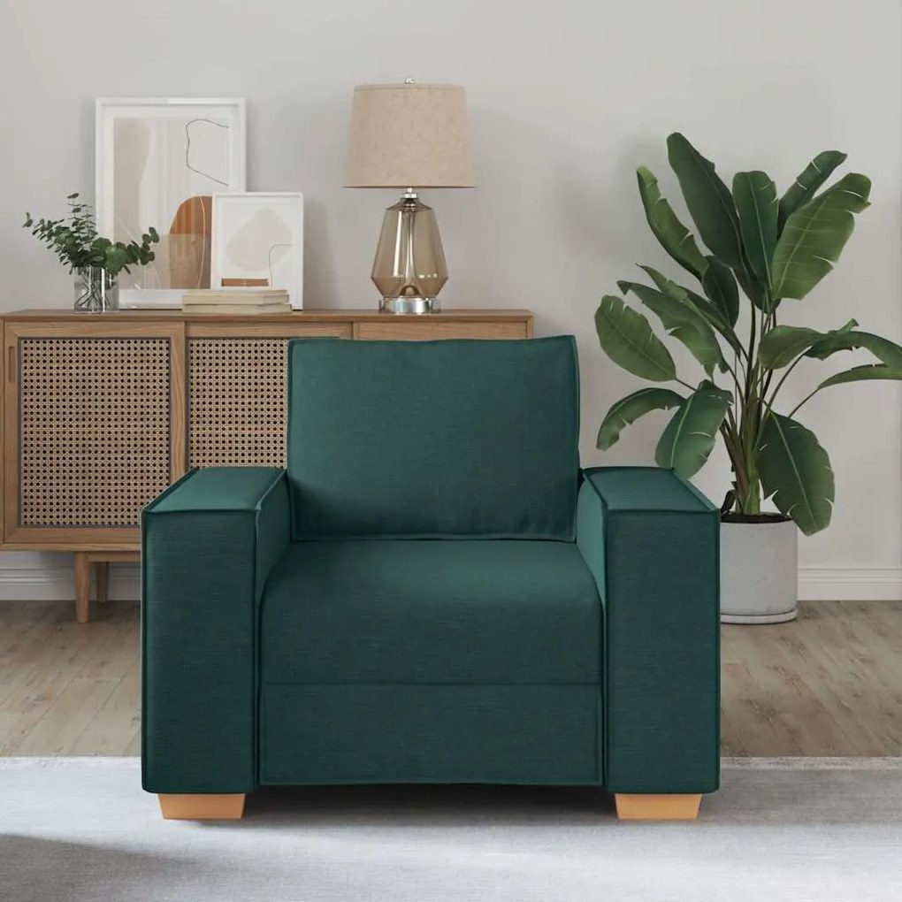 Sofá-cadeira Verde Escuro 60 cm Tecido