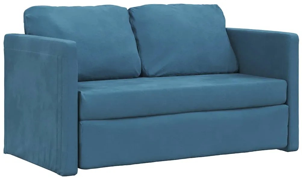 Sofá-cama sem pés 122x204x55 cm veludo azul