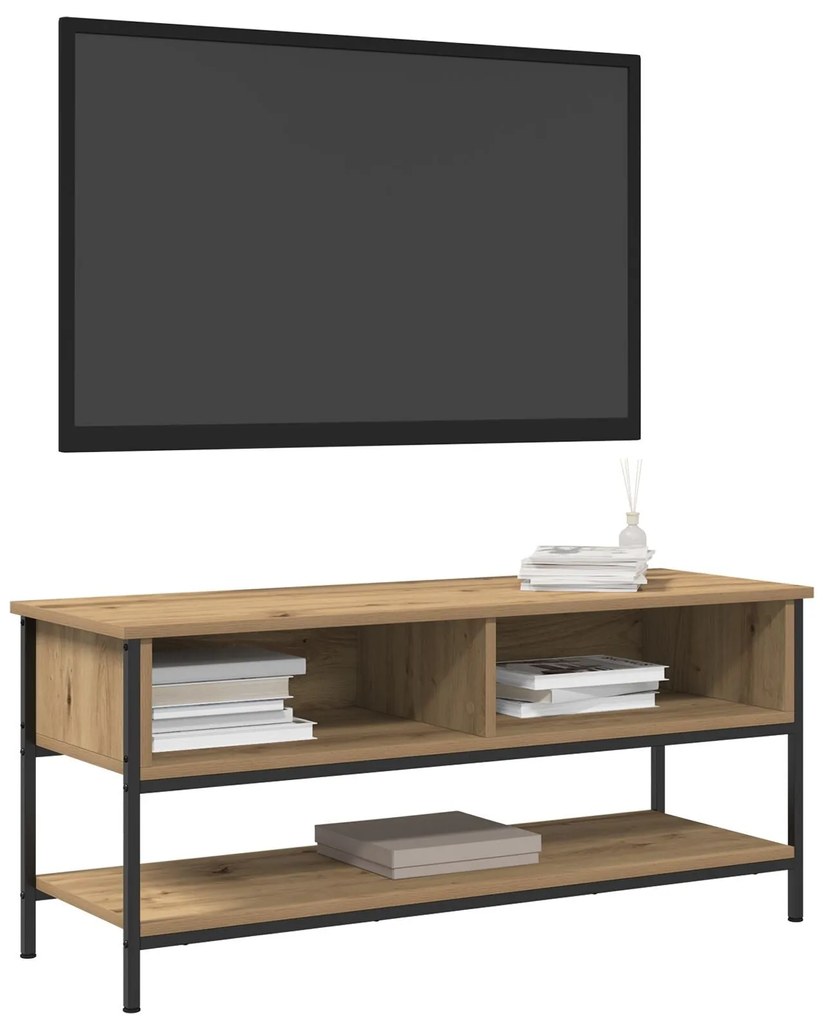 Estante de TV vidaXL Carvalho Artisan 100x35x45 cm Madeira e Aço