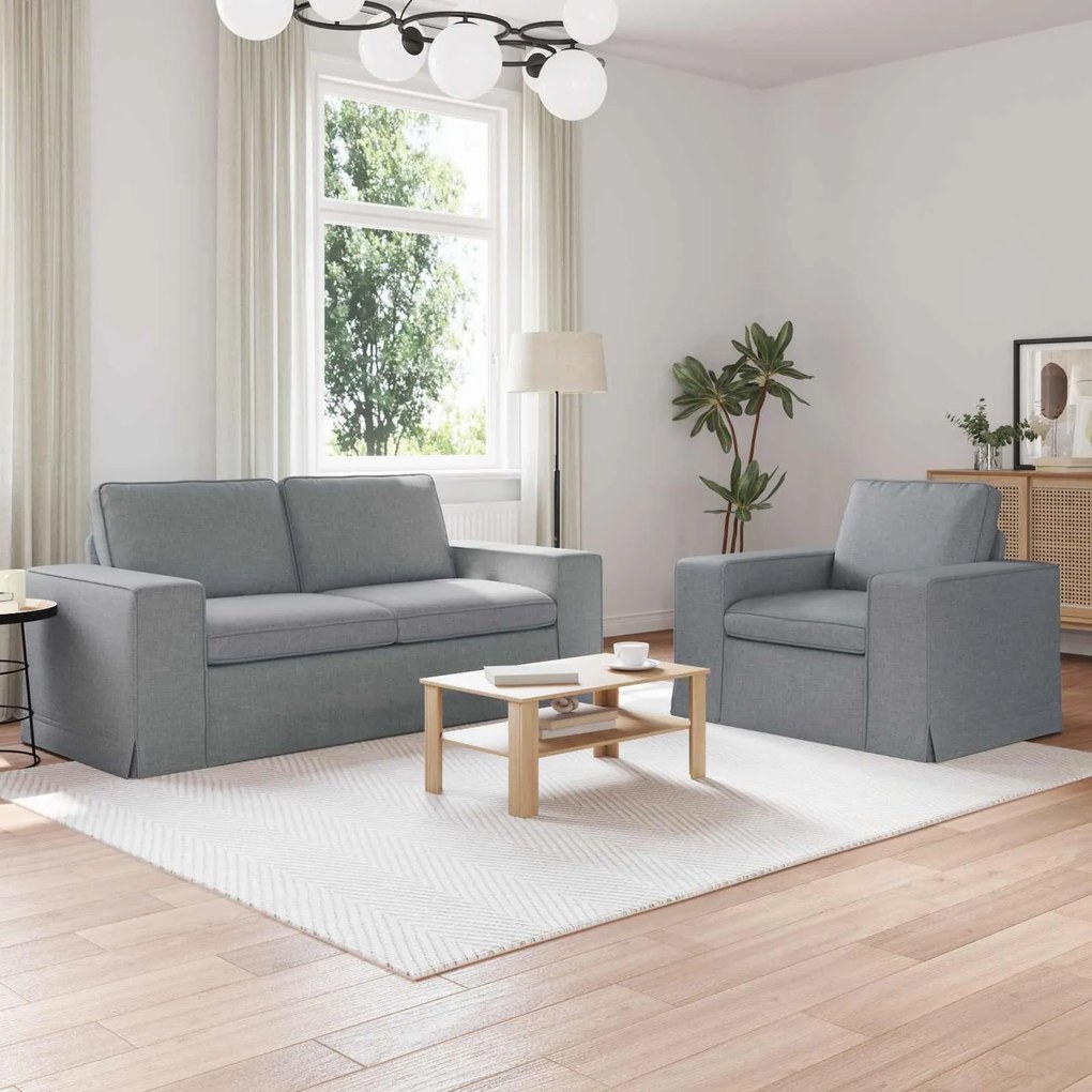 vidaXL Sofá 2 pcs Cinzento-claro