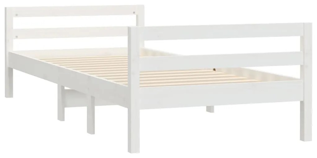 Cama sem colchão 75x190 cm madeira de pinho maciça branco