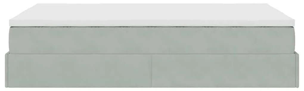 Cama otomana com colchão cinza claro 120x190 cm Veludo