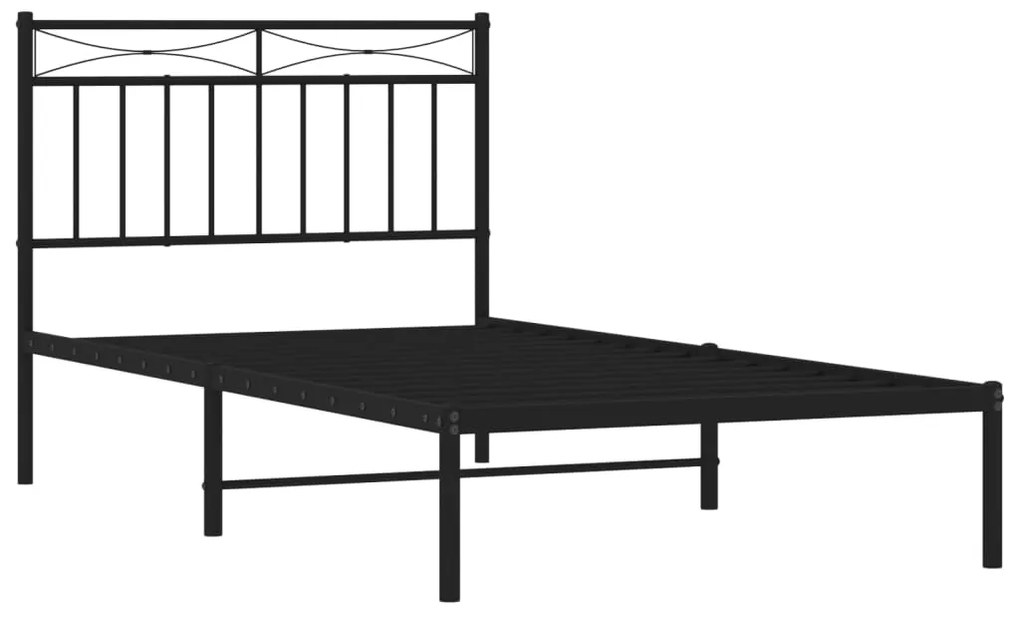 Estrutura de cama com cabeceira 100x190 cm metal preto