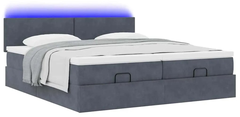 Estrutura cama otomana colchões 160x200 cm cinzento escuro