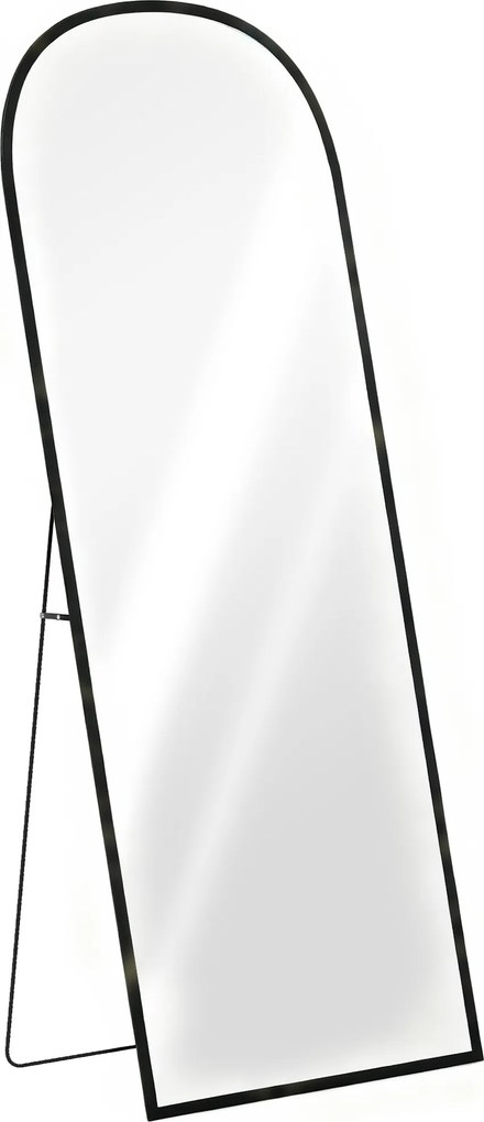 HOMCOM Espelho de Pé Espelho de Corpo Inteiro 60x165 cm com Estrutura de Liga de Alumínio e Suporte para Sala Quarto Preto | Aosom Portugal