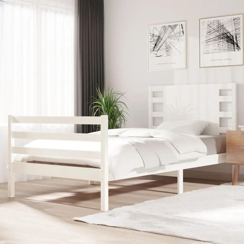 3104269 vidaXL Estrutura de cama 90x200 cm madeira de pinho maciça branco