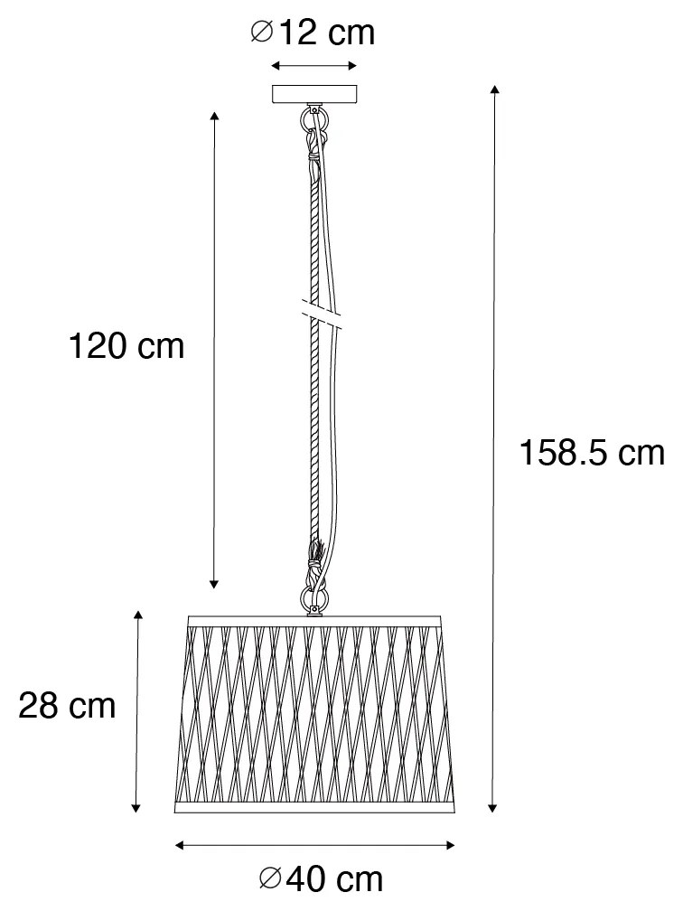 Candeeiro suspenso rural para exterior rattan preto 40 cm - Calamus Rústico