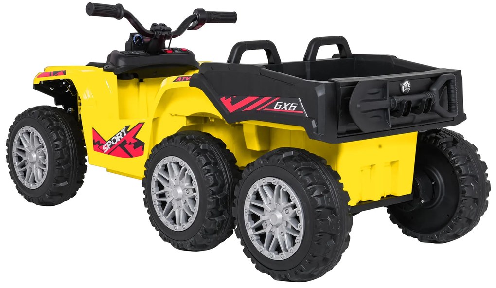 Moto 4 elétrica para crianças 12V 4x4 Sport TX ATV, Rodas Espuma EVA, assento couro ecológico Amarela