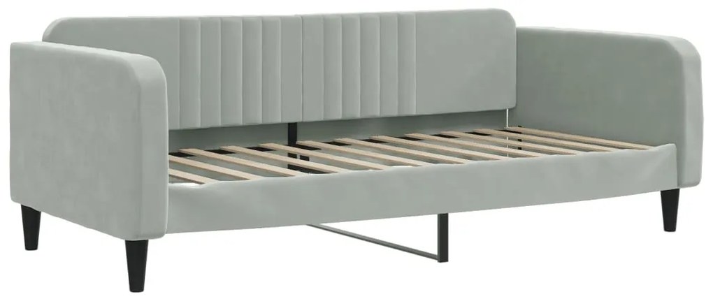 Sofá-cama c/ gavetão e colchões 90x200 cm veludo cinzento-claro