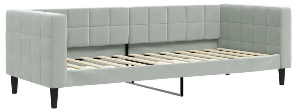 Sofá-cama com colchão 80x200 cm veludo cinzento-claro