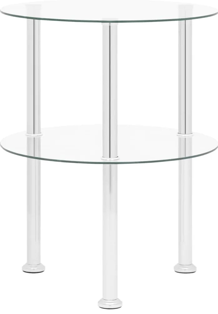 Mesa de apoio c/ duas prateleiras 38cm vidro temp. transparente