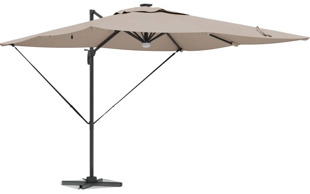 Guarda-sol Articulado Roma com LEDs Taupe 286x285x270 cm Alumínio