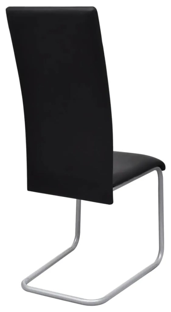 Cadeiras de jantar cantilever 4 pcs couro artificial preto