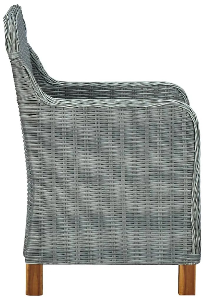 9 pcs conj. jantar exterior + almofadões vime PE cinzento-claro