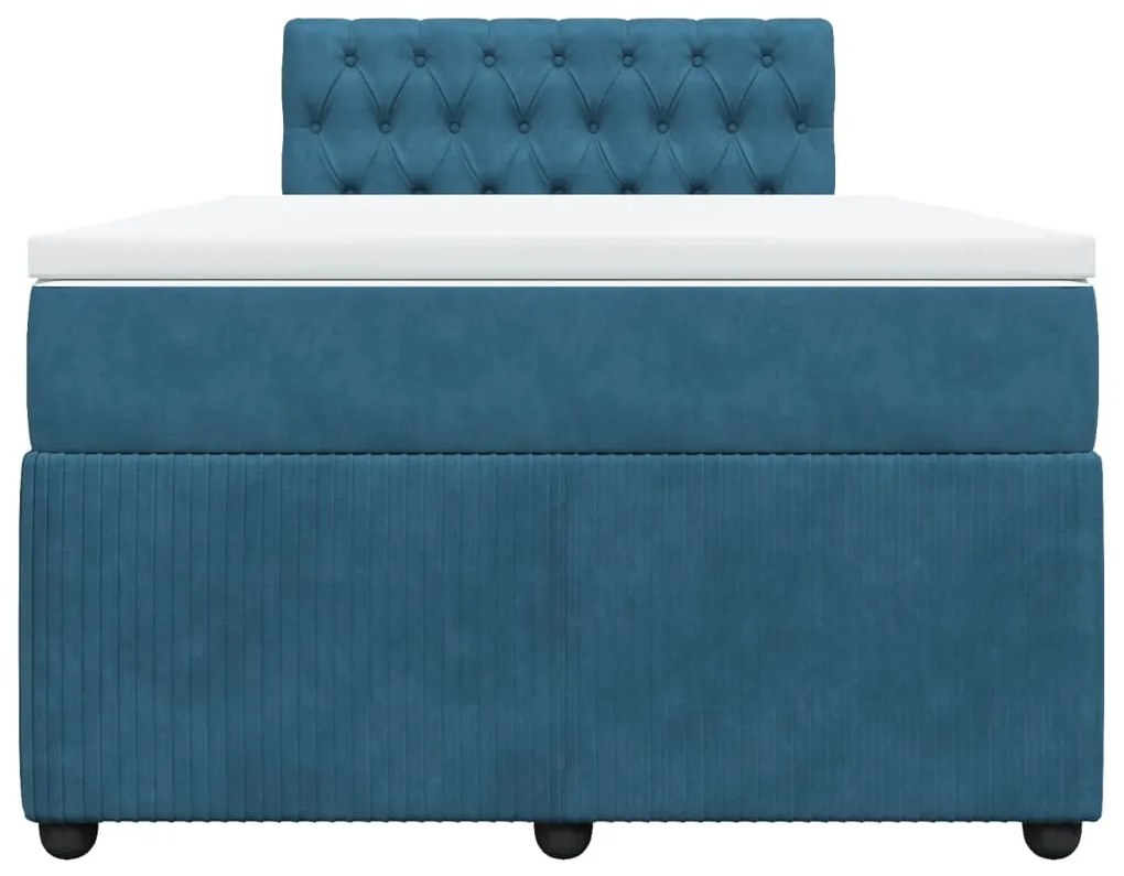 Cama boxspring com colchão 120x200 cm veludo azul