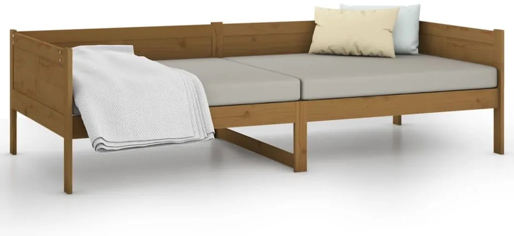 Sofá-cama 90x190 cm madeira de pinho maciça castanho mel