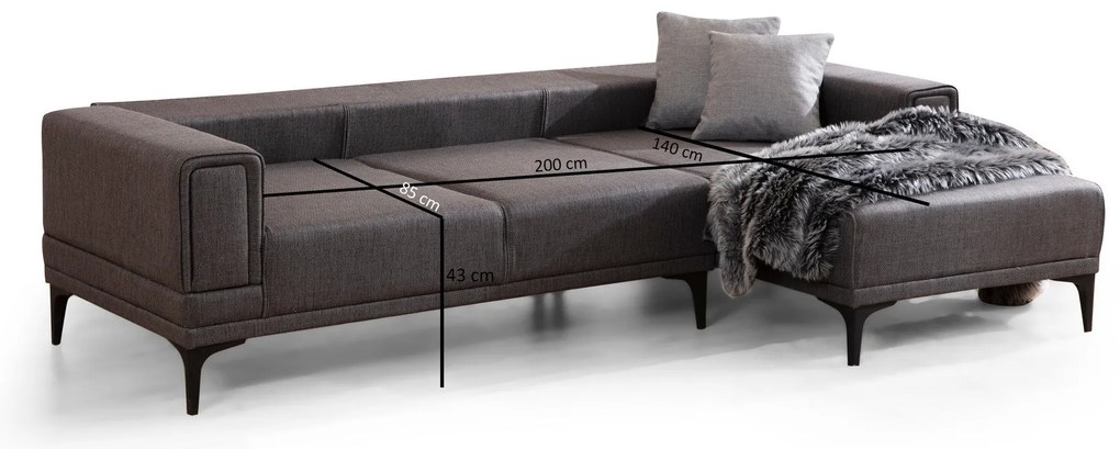 Sofá-Cama de Canto Horizon – Cinzento Escuro – 250x140 cm