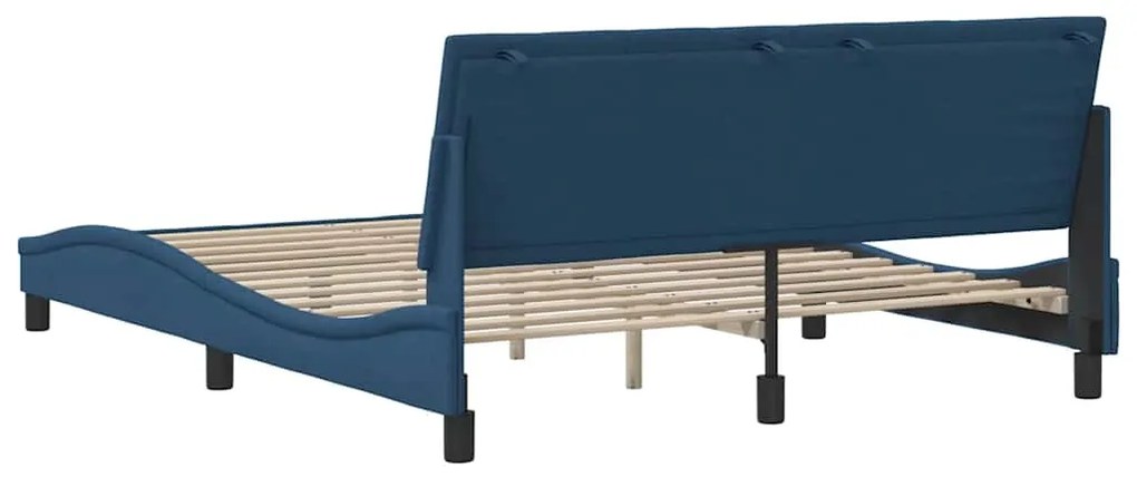 Estrutura de cama sem colchão 160x200 cm tecido azul